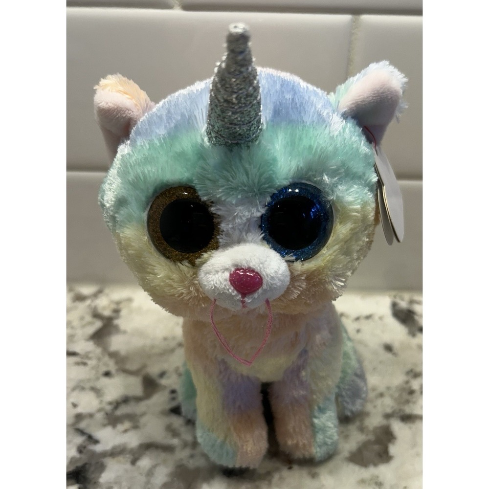 Ty Beanie Boos - HEATHER the Unicorn Cat / UniCat‎  (6 Inch) MWCT Plush Toy